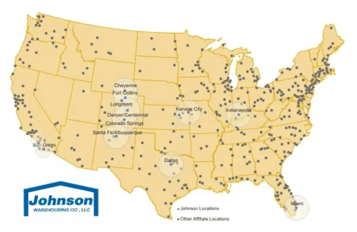Johnson Warehousing Co map